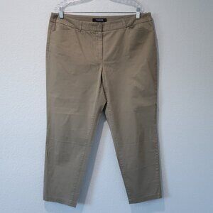 Taifun Pants Womens 14 Beige Trousers Ankle Cropped Flat Front Stretch